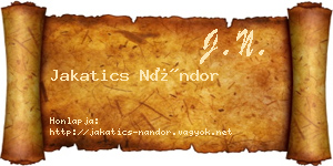 Jakatics Nándor névjegykártya